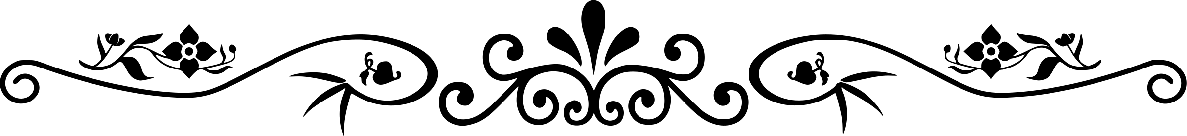 Black Flowers Leaves Divider