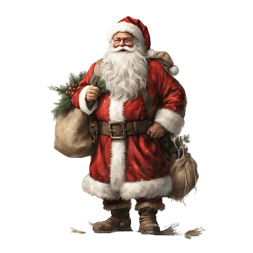 Santa Claus with Burlap Sacks