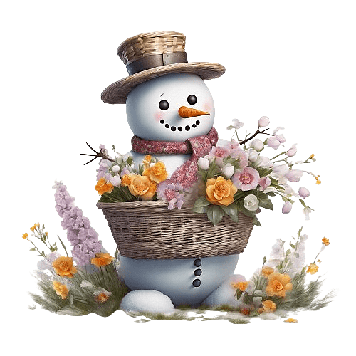Snowman with Flower Basket