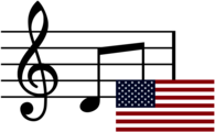 Musical Notes and Flag USA