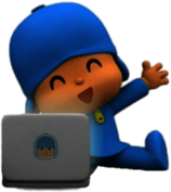 Pocoyo Working on Computer
