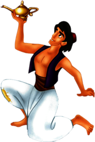 Aladdin Holding the Lamp