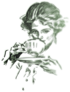 Woman Drinking Tea Illustration