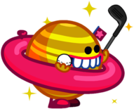 Major Moony the Cosmic Loony Holding A Golf Ball
