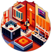 A college campus battle of the bands, where young artists compete for the top spot. low poly app icon