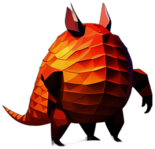 Armadillo, Cartoon Character - In The Style Of Pixar, Single View, No Shadow