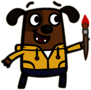 Boj Character Denzil Woof Holding A Paint Brush