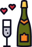 Champagne Glass and Bottle Love Icon