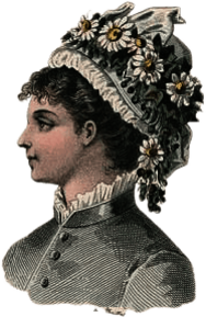 Victorian Woman Grey Coat And Hat With Flowers