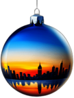 Mirrored Bauble Reflecting Festive Lights, Minimalist - Single Item, Decorated Christmas Bauble, High Detail, No Shadow