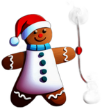 Gingerbread Man With A Marshmallow Snowman On Its Arm, Minimalist - Gingerbread Men, Decorated For Christmas, With Colorful Details And Icing, Single Item, No Shadow
