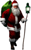 Santa Claus Walking with a Lantern