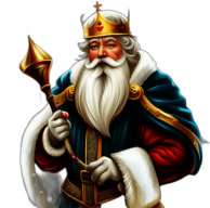 Santa Claus With A Crown, As The King Of The North Pole, Classic - Detailed Figure Of A Classic Santa Claus, Emphasis On Colors And Festive Attributes, Full Body Figure In The Middle Of The Frame, High Detail, White Background, No Shadow