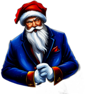 Santa Claus In A Blue And Silver Suit For A Winter Wonderland Theme, Classic - Detailed Figure Of A Classic Santa Claus, Emphasis On Colors And Festive Attributes, Full Body Figure In The Middle Of The Frame, High Detail, White Background, No Shadow