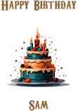 Happy Birthday Sam, Personal Custom Message