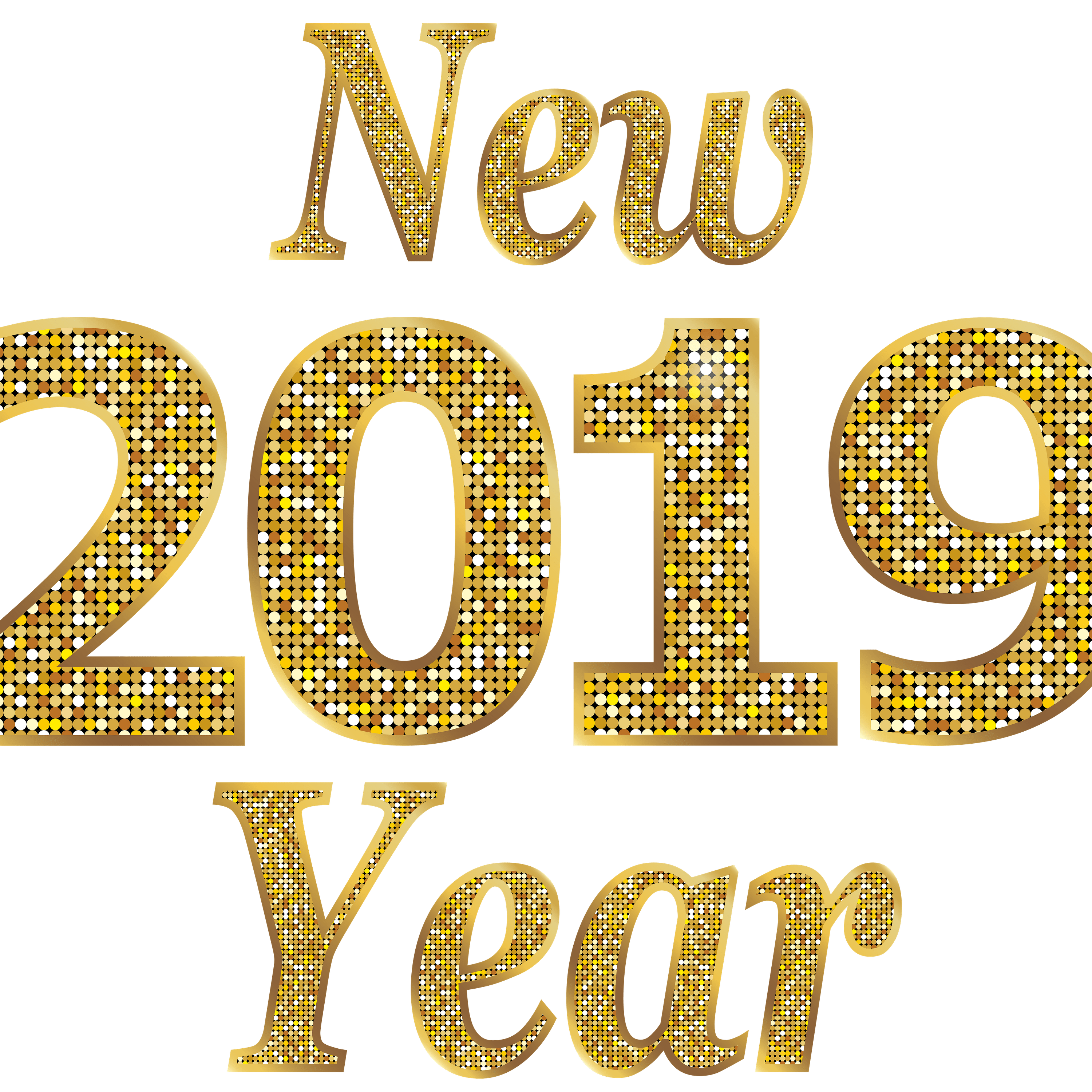 Happy New Year 2019 Gold Letters