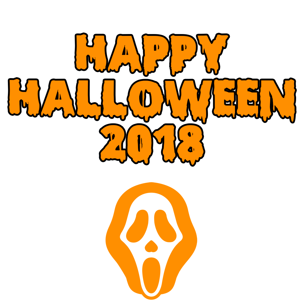 Happy Halloween 2018 Scary Mask Bloody Font