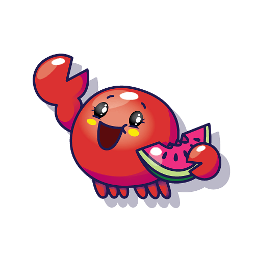 Pikmi Pop Mooli the Crab eating Watermelon