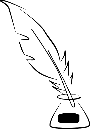 Quill in Ink Pot Abstract Design