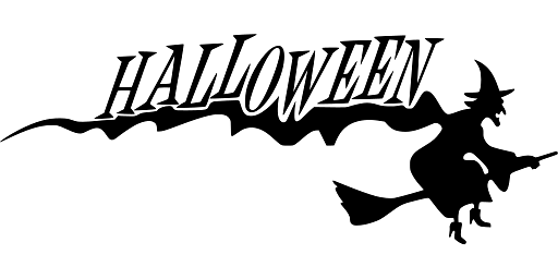 Halloween Witch on Broom Graphic Art