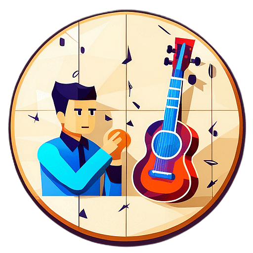 Music Instruments Tutoring, Minimalist App Icon - Circle Icon Bevel Border
