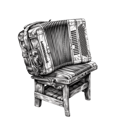 vintage accordeon on a chair