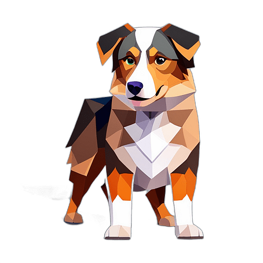 Australian Shepherd, Children'S Cartoon Animation Style - Full Body, Single View, No Shadow