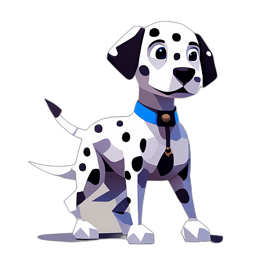 Dalmatian, Children'S Cartoon Animation Style - Full Body, Single View, No Shadow
