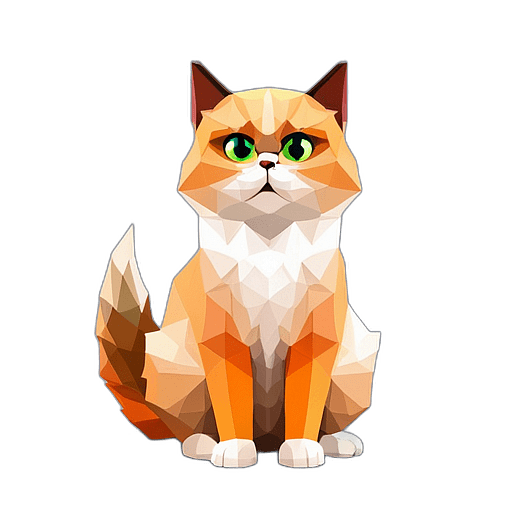 Persian Cat, Children'S Cartoon Animation Style - Full Body, Single View, No Shadow