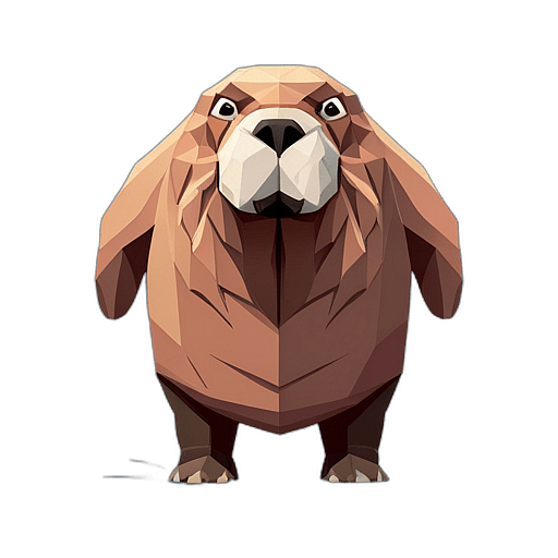 Walrus, Cartoon Character - In The Style Of Pixar, Single View, No Shadow