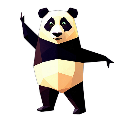 Panda, Cartoon Character - In The Style Of Pixar, Single View, No Shadow