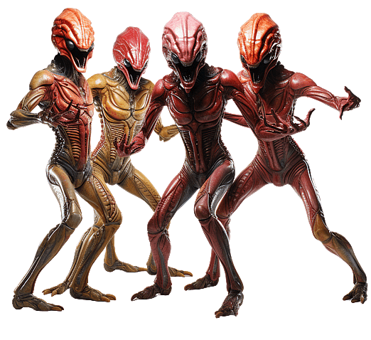 Group Of Red Aliens Dancing