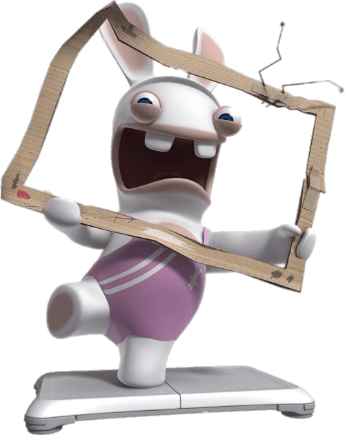 Rabbid In Cardboard TV Screen
