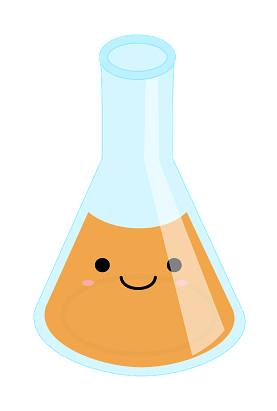 Smiling Erlenmeyer Flask with Orange Liquid