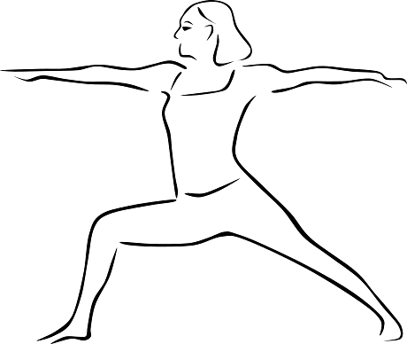 Warrior II Yoga Position Drawing