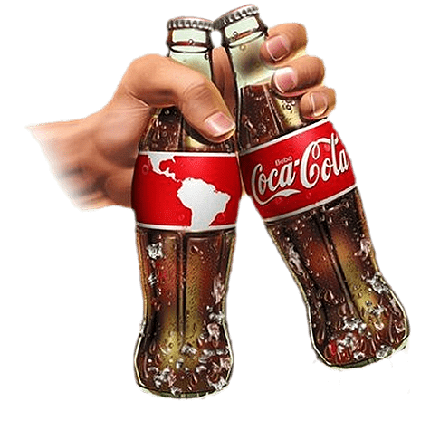 Hand Holding 2 Coca Cola Bottles