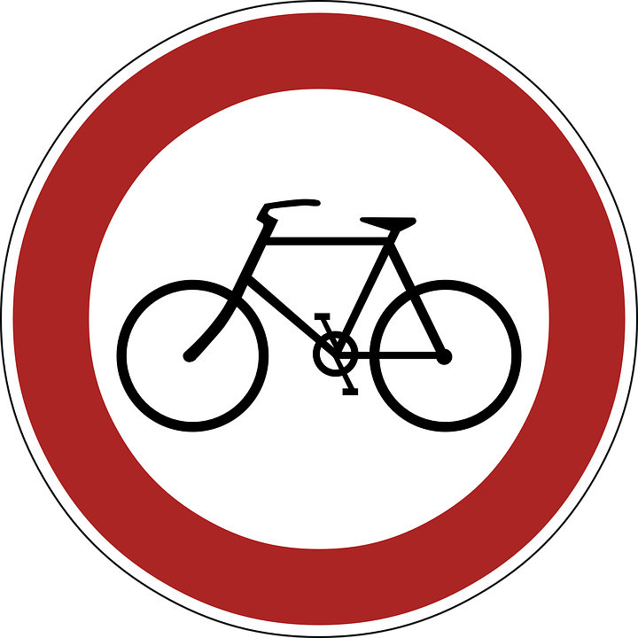 No Bicycles Road Sign