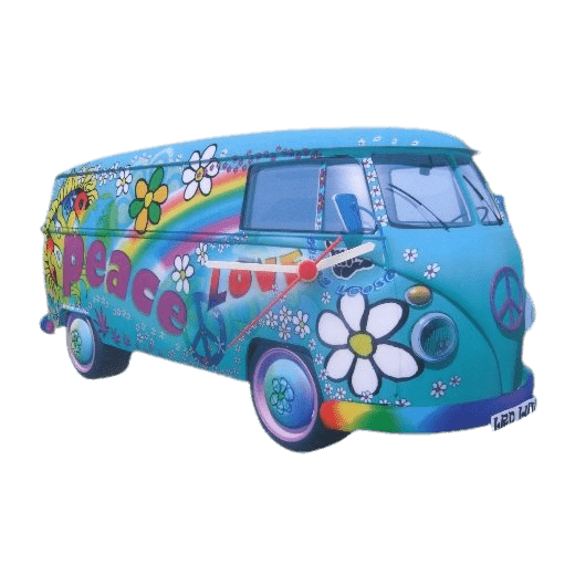 Volkswagen Love and Peace Van Clock