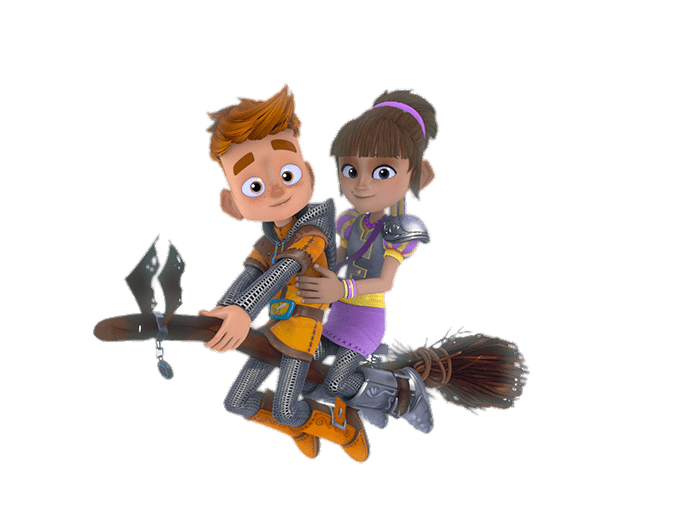 Cat and Jimmy on Flying Broom