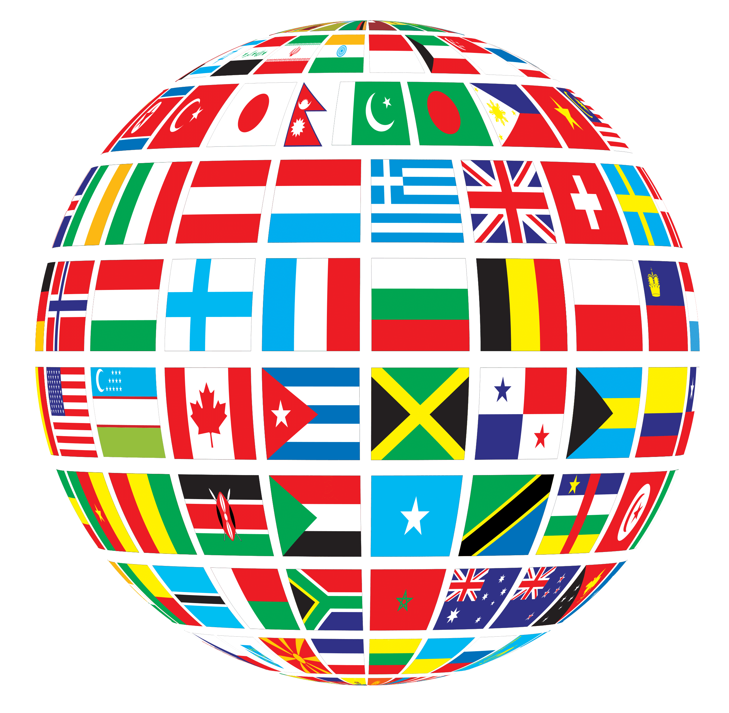 Globe Of World Flags