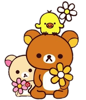 Rilakkuma Bear and Friends Holding Flowers