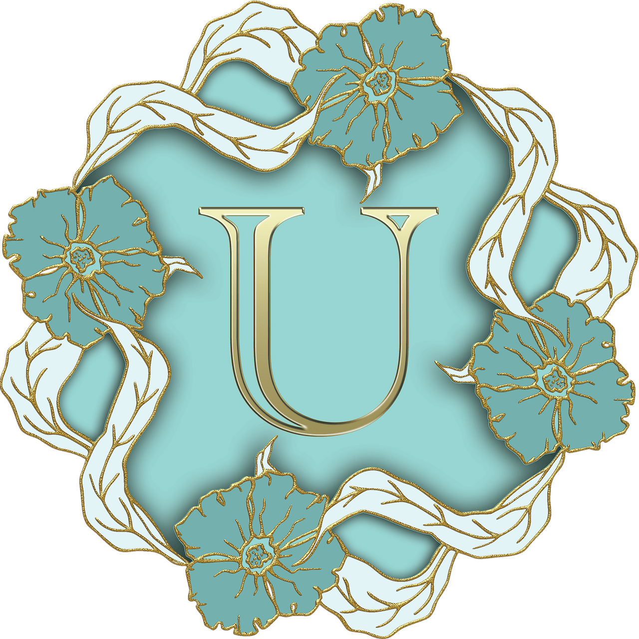 Flower Theme Capital Letter U