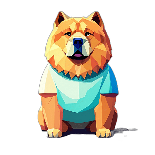 Chow Chow, Children'S Cartoon Animation Style - Full Body, Single View, No Shadow