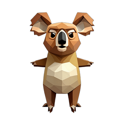 Koala, Cartoon Character - In The Style Of Pixar, Single View, No Shadow