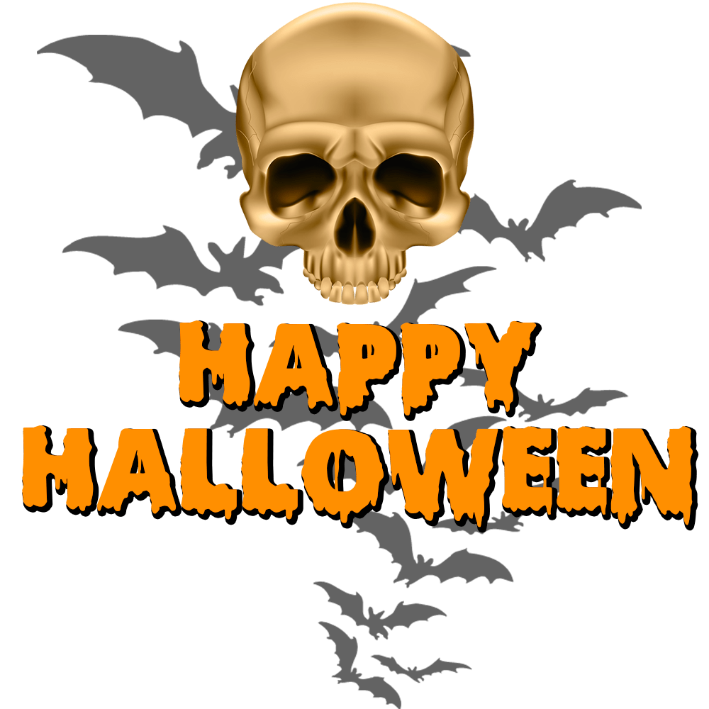 Happy Halloween Skull and Bats