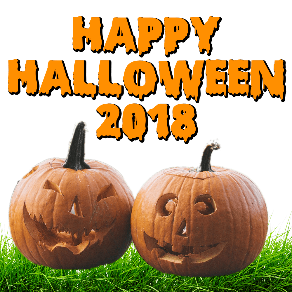 Happy Halloween 2018 Pumpkins on Grass