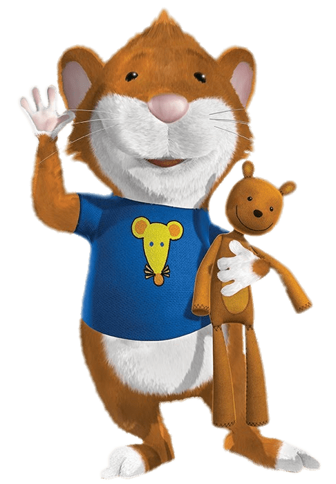 Tip the Mouse Waving and Holding Teddy