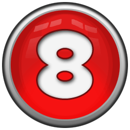 White Number 8 In Red Circle