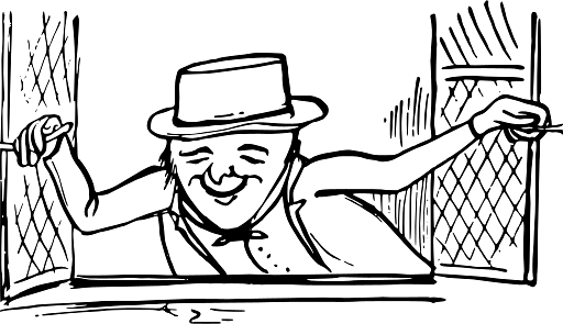 Edward Lear Drawing Man Opening Window