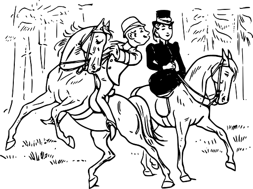 Gentleman on Horseback Trying to Kiss a Lady